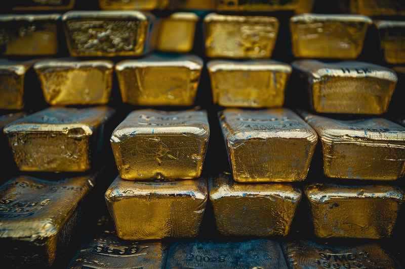 Guldtackor i närbild mörk bakgrund.